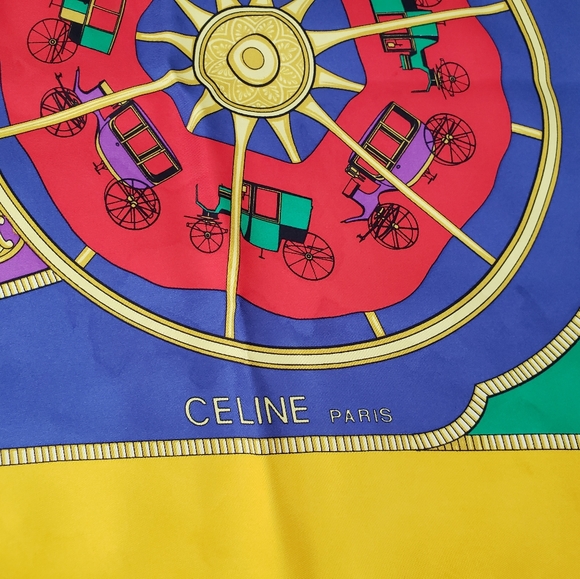 vintage CÉLINE silk scarf 34"X34" beautiful vibrant colors - Picture 8 of 9